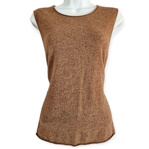 NWOT In Cashmere brown taupe shell sweater Womens Large
